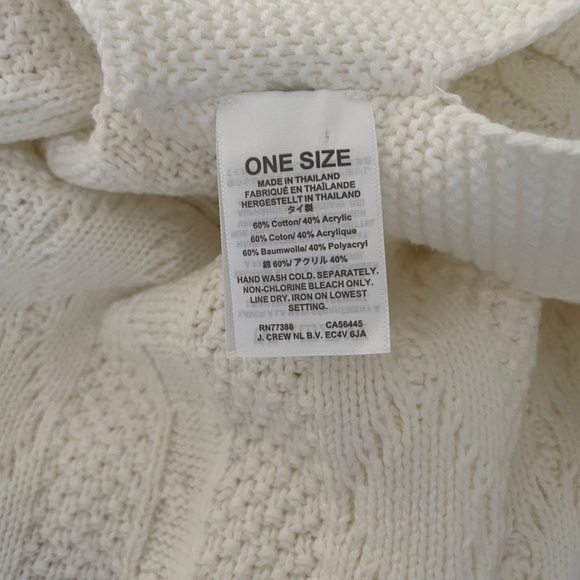 J.Crew Fisherman Women's White Cable Knit Poncho Sweater, One Size - Picture 7 of 10